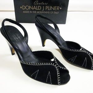 Donald Pliner sz 7 M black suede sling back heels